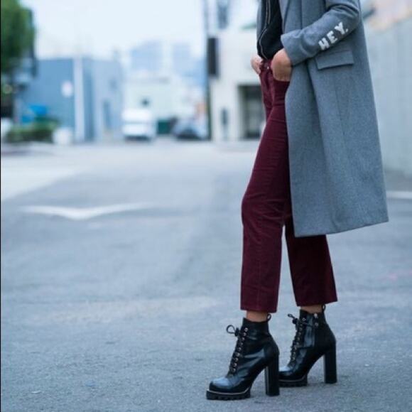 J Brand Oxblood Corduroy Selena Bootcut Cropped Pants Size 27 - Picture 9 of 9